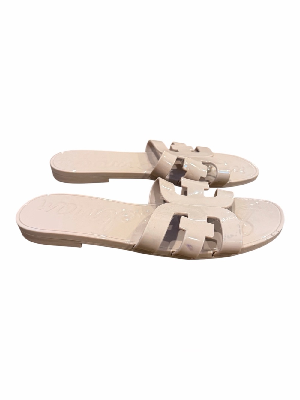 Sam Edelman Patent Slide Jelly Sandals in Light Beige